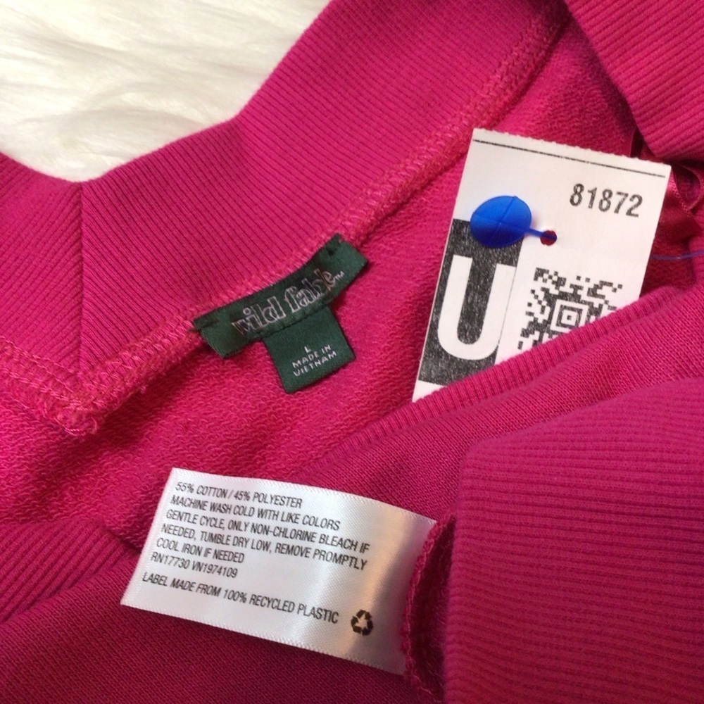 Wild Fable Pink Balloon Sleeve Cropped V-Neck Sweatshirt - Picture 10 of 11